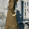 Trench-coat croisé avec col en velours côtelé