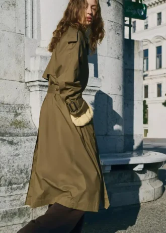 Trench-coat croisé avec col en velours côtelé
