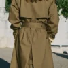 Trench-coat croisé avec col en velours côtelé