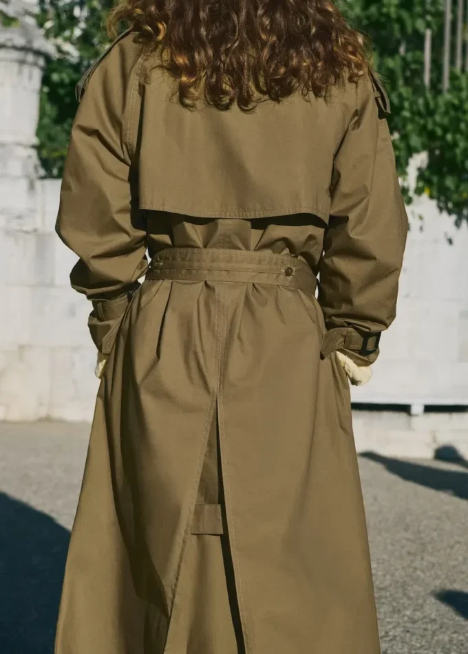 Trench-coat croisé avec col en velours côtelé