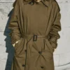 Trench-coat croisé avec col en velours côtelé