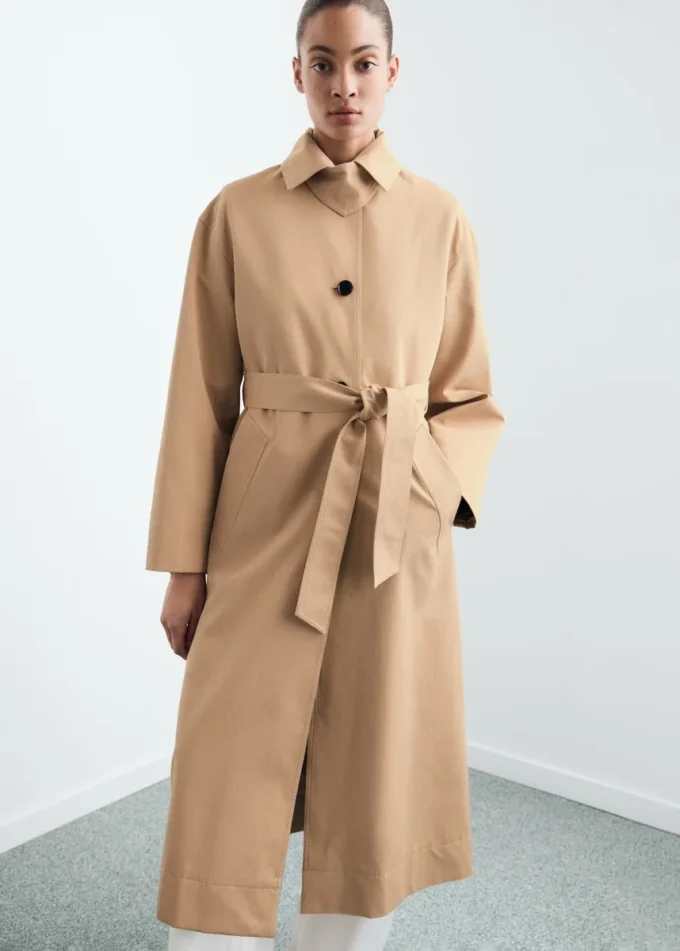 Trench-coat long avec ceinture