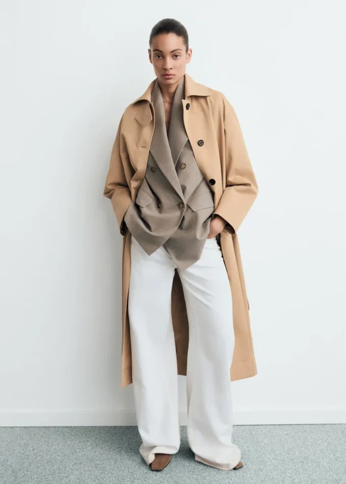 Trench-coat long avec ceinture