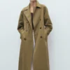 Trench-coat long à double boutonnage