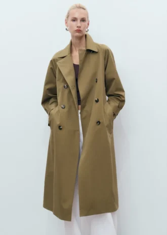 Trench-coat long à double boutonnage