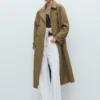 Trench-coat long à double boutonnage