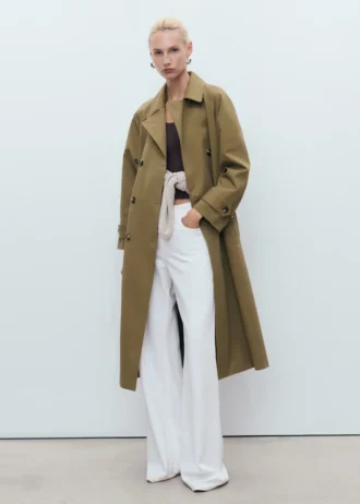 Trench-coat long à double boutonnage