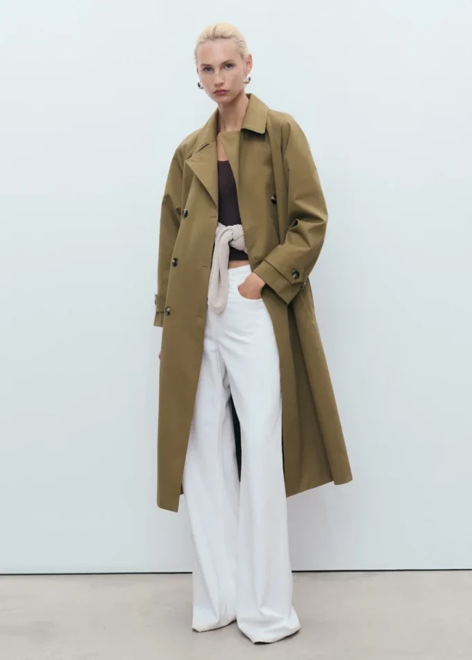 Trench-coat long à double boutonnage