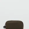 Trousse de toilette en coton avec détails en cuir