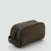 Trousse de toilette en coton avec détails en cuir