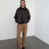 Veste 100 % cuir avec capuche