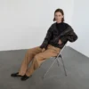 Veste 100 % cuir avec capuche