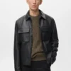 Veste 100 % cuir avec poches