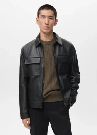Veste 100 % cuir avec poches