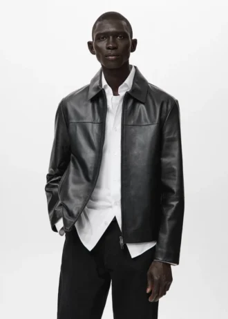 Veste 100 % cuir avec poches