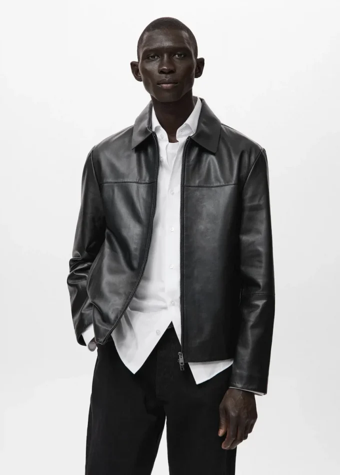 Veste 100 % cuir avec poches