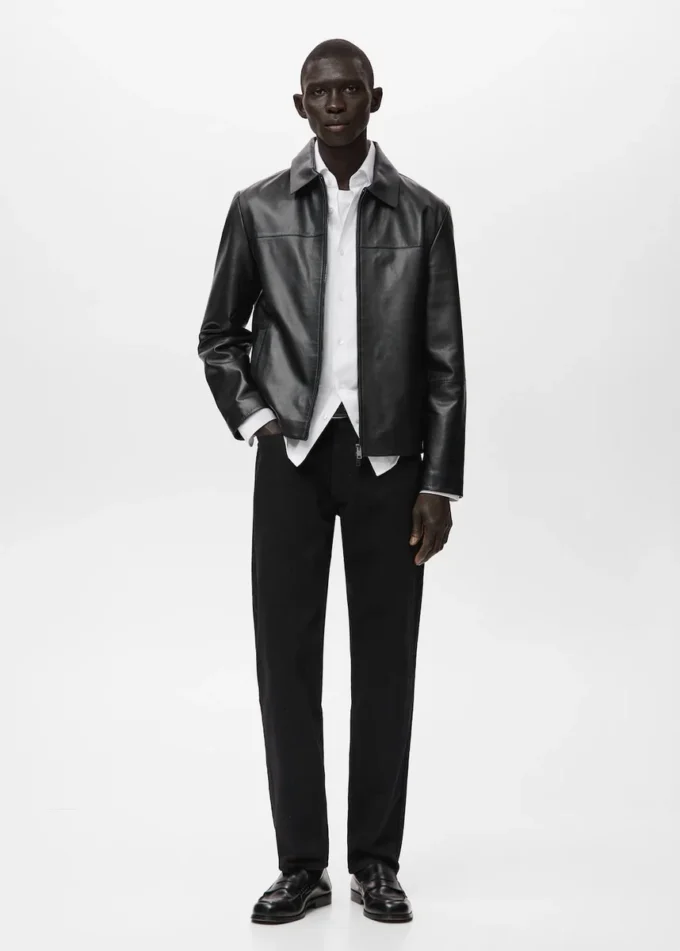 Veste 100 % cuir avec poches