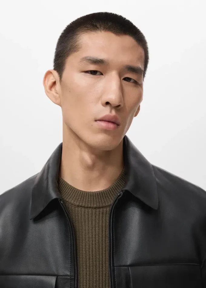 Veste 100 % cuir avec poches