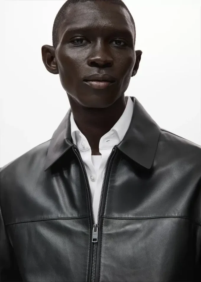 Veste 100 % cuir avec poches