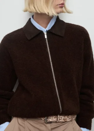 Veste bouclée avec col en velours côtelé
