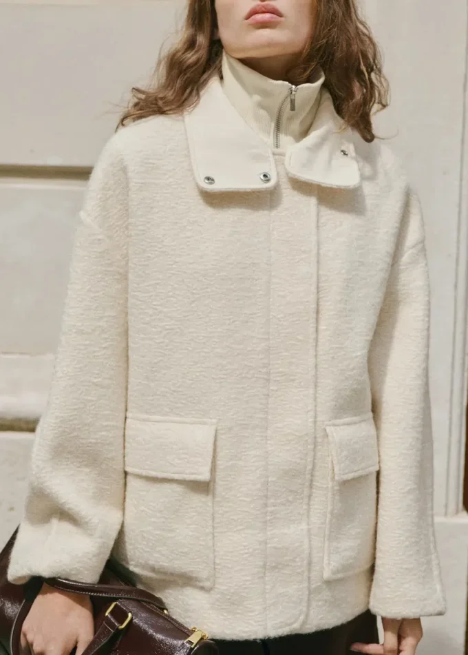 Veste bouclée à col montant