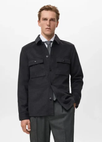 Veste à carreaux en laine mélangée