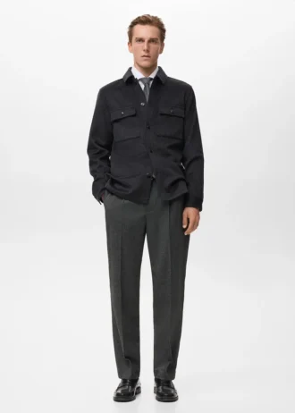 Veste à carreaux en laine mélangée