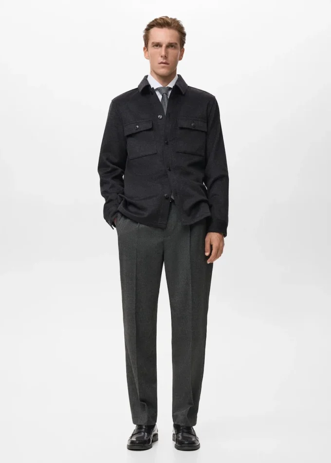 Veste à carreaux en laine mélangée