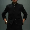 Veste à col montant et boutons bijoux