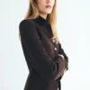 Veste à col montant et boutons bijoux