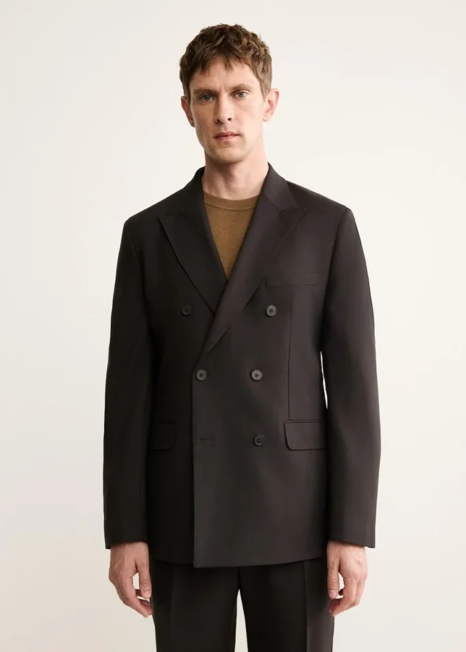 Veste de costume croisée 100 % laine italienne