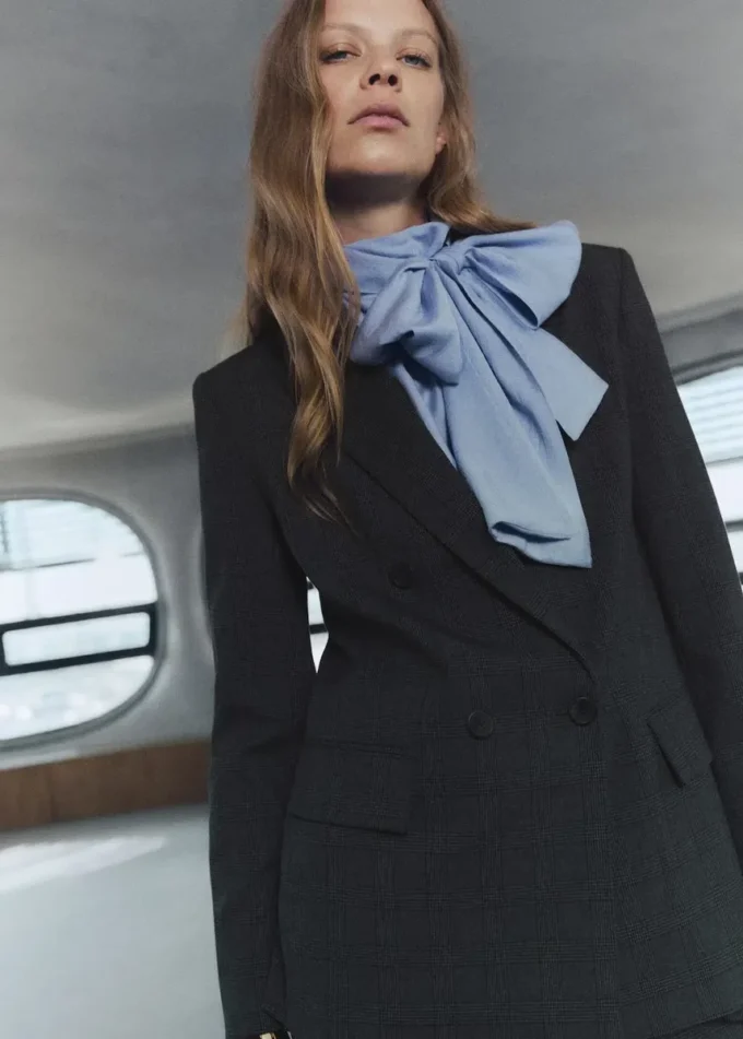 Veste de costume croisée à carreaux