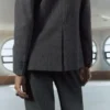 Veste de costume croisée à carreaux