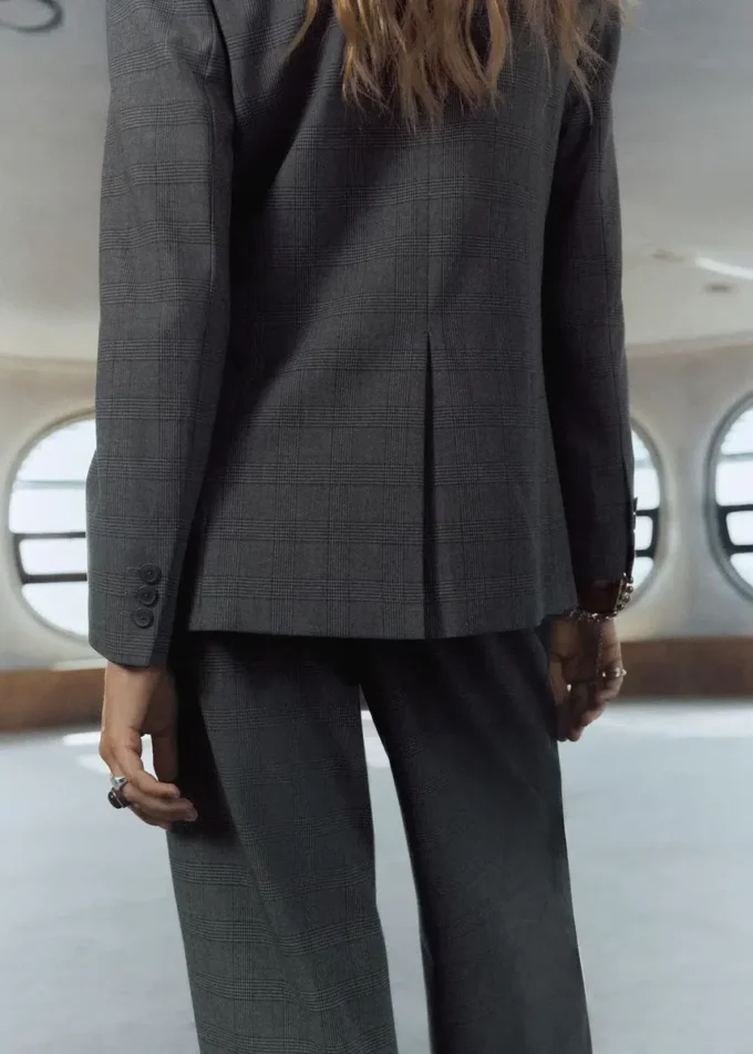 Veste de costume croisée à carreaux