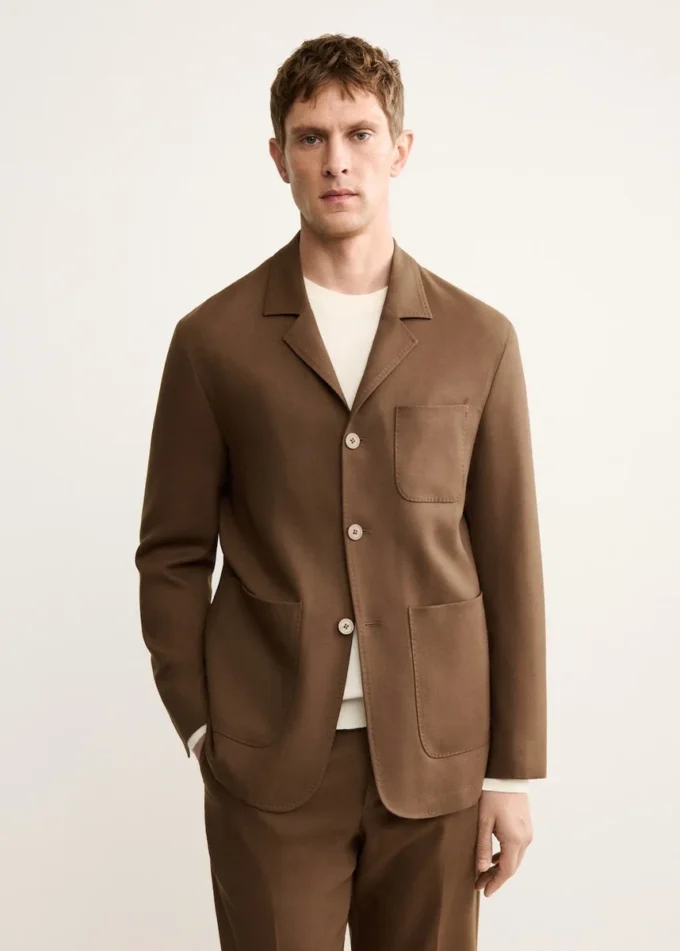 Veste de costume en flanelle de laine vierge italienne