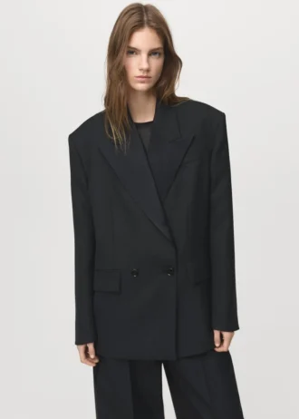 Veste de costume en laine mélangée avec revers