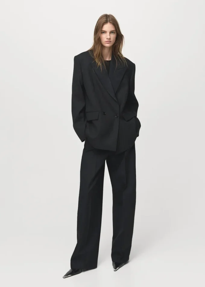 Veste de costume en laine mélangée avec revers