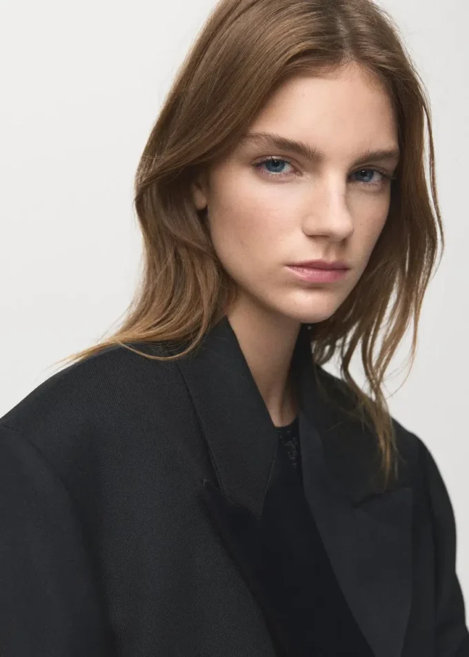 Veste de costume en laine mélangée avec revers