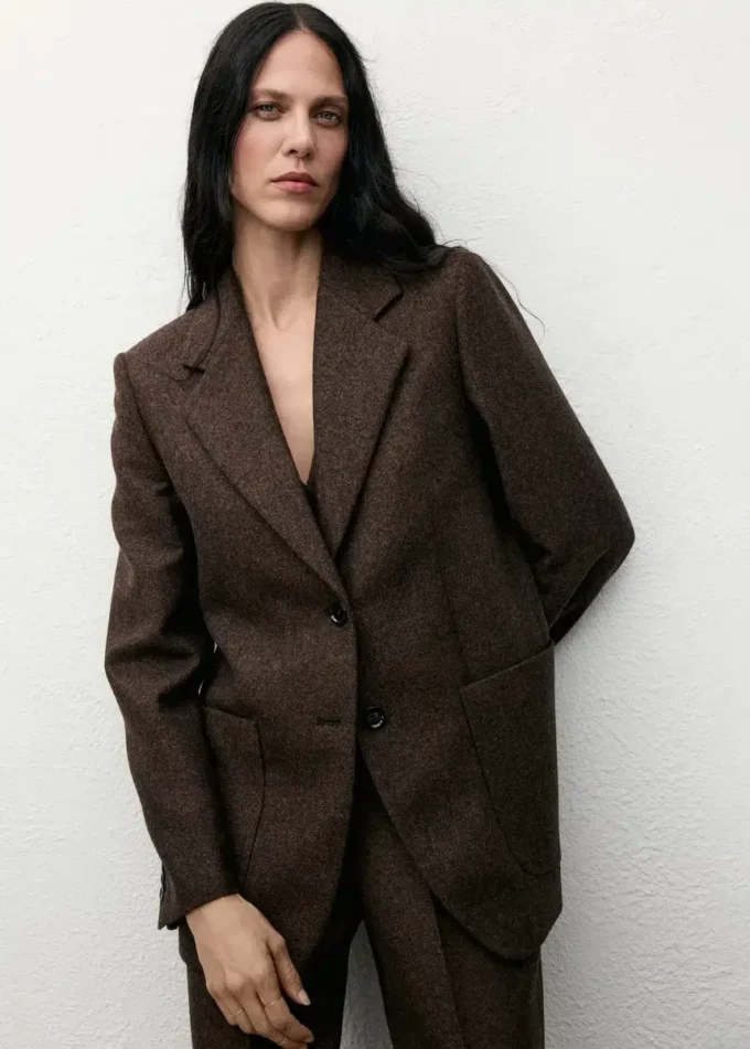 Veste de costume en laine mouchetée