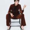 Veste de costume en velours avec poches