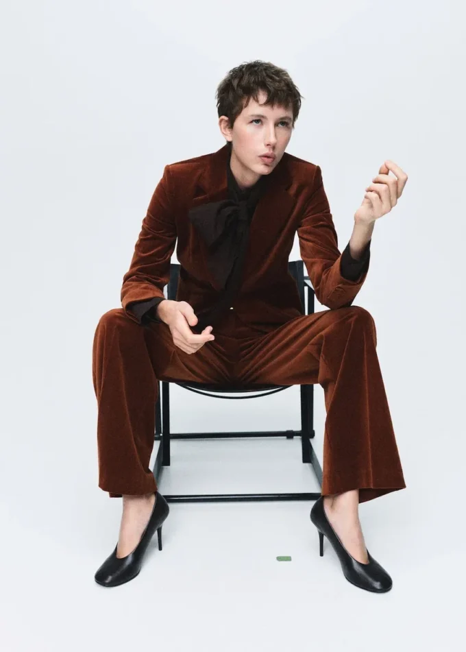 Veste de costume en velours avec poches