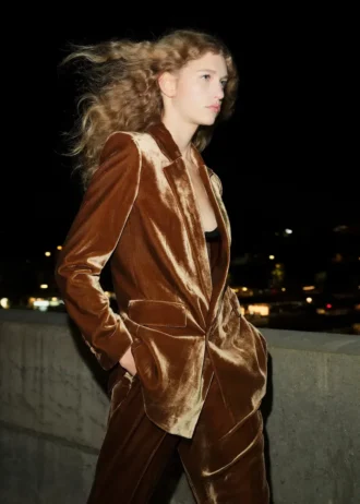 Veste de costume en velours à double boutonnage