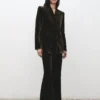 Veste de costume en velours à double boutonnage