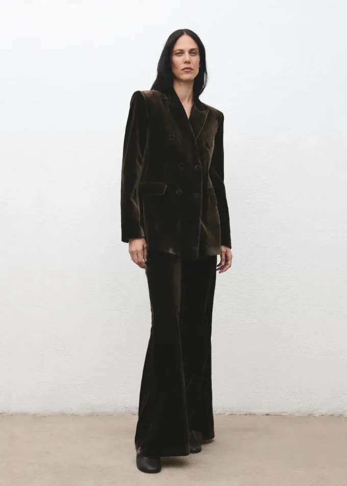 Veste de costume en velours à double boutonnage