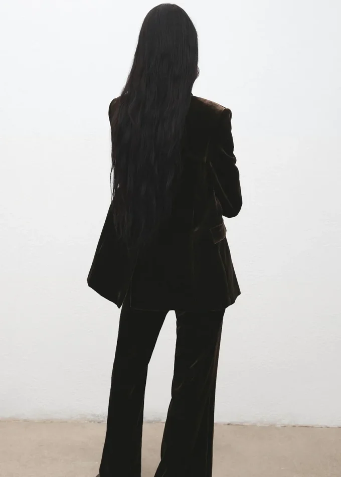 Veste de costume en velours à double boutonnage