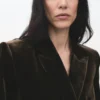 Veste de costume en velours à double boutonnage