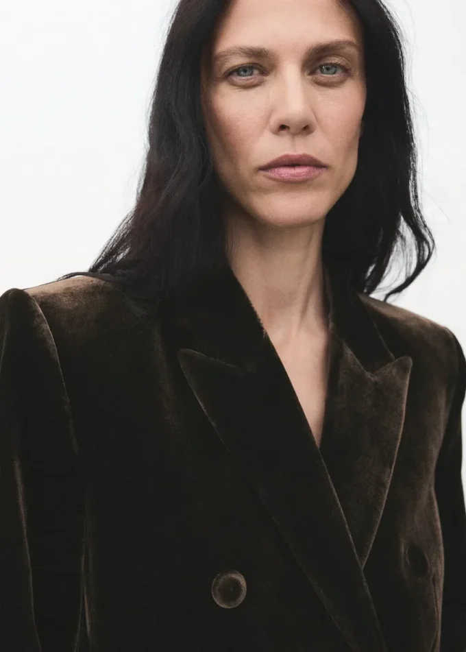 Veste de costume en velours à double boutonnage