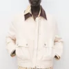 Veste de travail en denim avec col contrasté