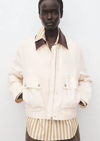 Veste de travail en denim avec col contrasté