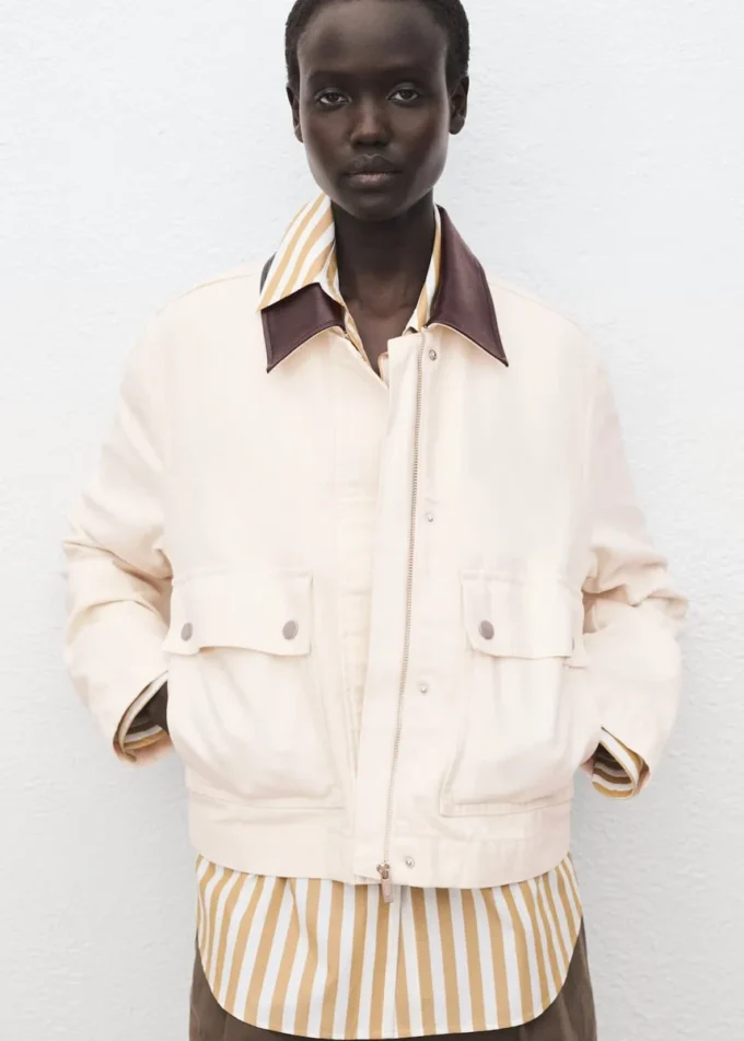 Veste de travail en denim avec col contrasté